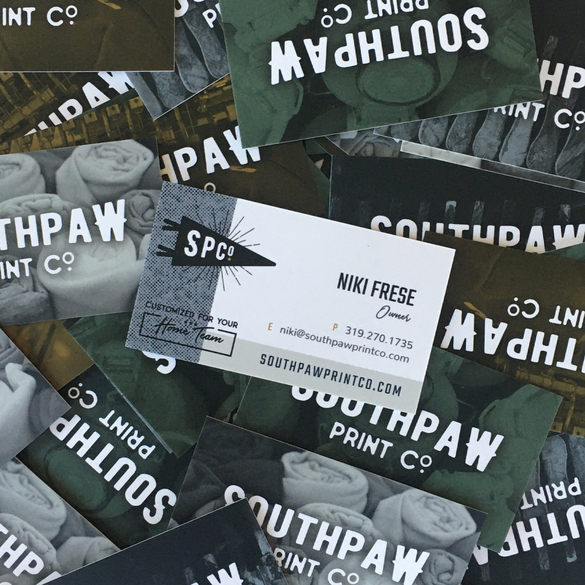 southpaw-square-bizcards2 Business Card Design for for Southpaw Print Co.